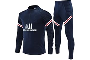 Kobzio Parigi Tuta da Calcio, Manica Lunga Calcio Tuta da Sportivo Manica Lunga Traspirante Football Club Uomo Felpa da Calcio Primavera e l'autunno Traspirante Sportswear Training