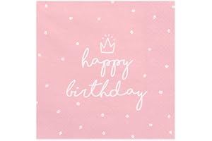 ‎PARTYDECO PartyDeco Servietten Happy Birthday rosa 33x33cm/20St.