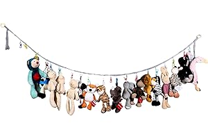 LAOJU Toy Storage Chain Hanging Stuffed Animal Organizer Plush Toy Display Chain Cotton Stuffed Animal Holder Rack with 20PCS Metal Clips, 79inch