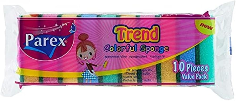 Parex Trend Rengarenk Sünger Düz 10'Lu