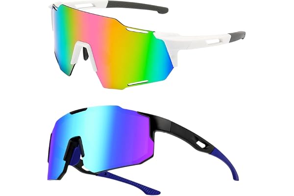 MEMSJIUWEN Lunettes de vélo, lunettes de soleil pour hommes et femmes, protection uv400, lunettes de soleil pour moto, course à pied, ski, baseball, pêche, beach volley