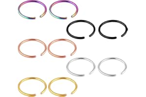 Tucnoeu 10 sztuk kolorowych kolczyków do nosa, 8 mm, stal chirurgiczna, piercing do nosa, biżuteria ze stali nierdzewnej, sztuczny kolczyk do nosa