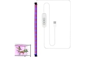 Senelux LED Grow Light Strip for Indoor Plants with Auto ON & Off Timer, Full Spectrum / 4 Dimmable Levels/USB Plug-in Plant Light for Gardening Greenhouse Hydroponics