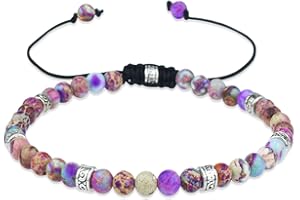 JUZICHEN Damska bransoletka z kamienia naturalnego, Boho Bransoletka z kolorowym kamieniem dla kobiet, bransoletka z koralików do jogi, 16-24 cm bransoletka surfingowa dla kobiet, biżuteria prezent