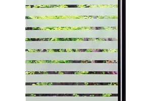 Qualsen Fensterfolie, statische Haftung, Fensterfolie, dekorativ, gefrostete Streifen, ideal für Büro, Schlafzimmer, Küche, Haus (44,3 x 200 cm, Dickes Band)