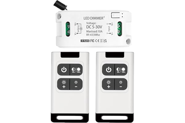 DieseRC Wireless LED Light Strip Dimmer Switch DC 12V 24V 5V~30V 10A Relay Receiver Controller 1 RF med 2 fjärrkontroller EV1527