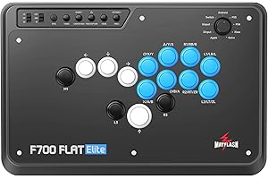 MAYFLASH F700 FLAT Elite Wireless Arcade Stick Leverless All Button Controller mit Sanwa Tasten Kompatibel mit PS5, PS4, PC, Xbox Series S/X, Switch/Switch 2 Unterstützung Bluetooth, 2.4G und Wired