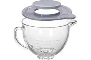 Gdrtwwh Accesorio de cuenco de vidrio para batidora KitchenAid de 4.5 a 5 cuartos de galón, apta para lavavajillas