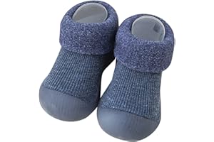 HENAGEHDE Chaussures Chaussettes Bébé Filles Garçons Chaussure Premier Pas Chaussettes avec Semelle en Caoutchouc Antidérapante Mignonne Dessin Animé Chaussures Chaussettes Respirante Chaud Confortable