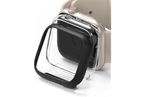 Ringke Slim Case [2 Pack] Compatible with Apple Watch Series 9/8/7 (45mm), Bezel [Frame Only] Premium PC Hard Thin Cover - Clear & Matte Black