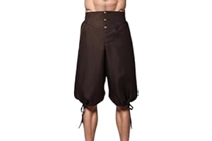 BPURB Pantalones Pirata Vikingos Medievales para Hombre Retro coloniales renacentistas Pantalones Cosplay Cortos con Cordones