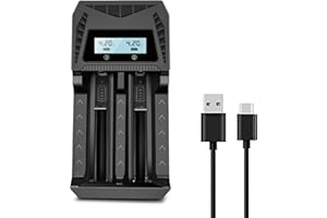 POWOBEST 18650 ladegerät kompatibel mit AA AAA NI-MH/NI-CD & 3,7 V/3,6 V 18650 26650 14500 16340 18500 21700 18500 wiederaufladbaren Batterien mit USB-C-Kabel,Schnell ladegerät,für POWO18B Batterien