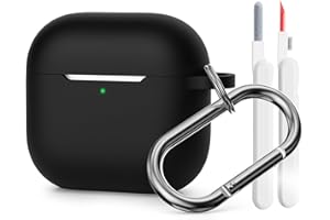 Mocarheri Silicone Case Compatible with AirPods 4th Generation (2024) with Carabiner and Cleaner Kit, Protective Case Cover for Airpods 4, Soft Silicone Shockproof Case, Black