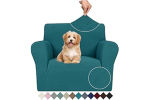 ‎YSTYLE Ystyle Stretch Sofa Überzug 1 Sitzer, Sesselschoner rutschfest Mit Armlehne, Elastische Couch Überzug Jacquard, Universal Sofa Cover Moderne, Sofaschoner Hund Katze Wohnzimmer, Dunkelgrün