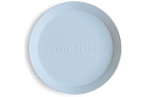 Mushie Dinnerware Plates for Kids | Tableware Set of 2 | Reusable BPA Free | Dishwasher & Microwave Safe | Made in Denmark | Round (Powder Blue)