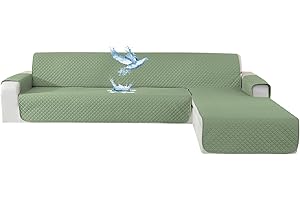YSTELLAA Housse Canape d'angle 3 Places avec Accoudoirs, 100% Impermeable Housse De Canapé d'angle, Housse Canapé d'angle Universel Réversible, Protection Canapé d'angle Griffe Chat, Vert Clair
