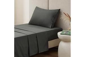 RUIKASI Juego de Sabanas 90x190 - Sabanas Cama 90 de 3 Piezas, con Sabana Bajera Ajustable 90x190/200, Sabana Encimera 160x275 y Funda Almohada 50x75cm, Suave, Gris Oscuro