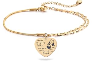 Melix Home Pulseras de regalo de Winnie the Pooh para mujeres, adolescentes, niñas, hija, regalo de amistad, pulsera de oso Pooh