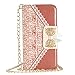 Uming® Gold Bow Lady Series PU Case [* for Sony Xperia Z3 *] with Bling Shiny Glitter Glanze Elegant White Lace Pattern Flip Holster with Stand Stander Holder Hand Free Credit Card Slot Wallet Hasp Magnet Magnetic Button Buckle Shell Protective Mobile Cell Phone Case Cover Bag - Brown