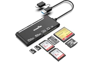 ROCKETEK Lettore di schede multiple USB C USB3.0, SD/TF/CF/Micro SD/XD/MS 7 in 1 Lettore/Adattatore/Hub per schede SD SDXC SDHC CFI TF Micro SD Micro SDXC Micro SDHC MS MMC UHS-I, per Windows/Mac/Linux/Android