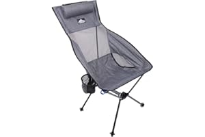 CASCADE MOUNTAIN TECH Cascade Ultralight Highback Camp Chair with Carry Bag For outdoor beach for Sports Events (GREY)
