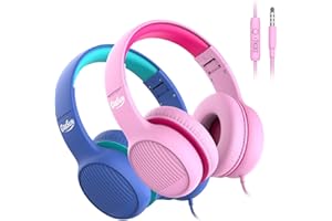 gorsun 2 Pack Premium A66 Kopfhörer für Kinder mit 85dB/94dB Lautstärkebegrenzung, in-line HD-Mikrofon, Audio-Sharing, Faltbare KinderKopfhörer, einstellbare Toddler Kopfhörer Over-Ear