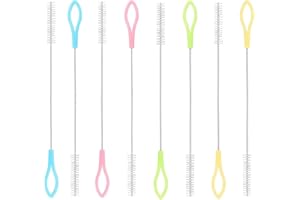 JXPXJMY 20 Piezas Cepillos de Limpieza de Nylon de Acero Inoxidable, Cepillos de Pajita para Tubos Rectos Doblados Tubos Finos Cristalería (4 Colores)