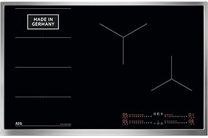 AEG Built-in Hob / Self-contained Induction Hob with Power Function and Timer / 80 cm Glass Ceramic Hob with Stainless Steel Frame / 4 Electronic Automatic Cookers with Pot Detection, Black