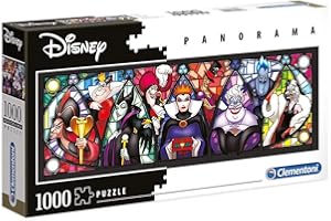Clementoni - Disney Panorama Collection Villains - Jigsaw Puzzles 1000 pieces for Adults and Children, 10 Years old and up, Made in Italy, 39516,40 x 21 x 6, No Paint