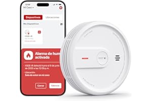X-Sense Detector de Humo Inteligente para el Hogar, Vida Útil de 10 Años con Batería Reemplazable, Función Wi-Fi y App, Modo Nocturno, XS0E-iR, 1 Unidad