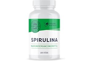 ‎VIMERGY Vimergy Spirulina Kapseln, 30 Einnahmen – Starkes Superfood – Nahrungsergänzungsmittel - Ohne Trennmittel, ohne Füll- oder Farbstoffe, Gentechnik- und Glutenfrei (180 Stk.)