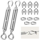13 Stainless Steel Wire Tensioners Kit, for Clothesline, Plant Support | 2 x Tensioner Rope Clothesline M6 I 6 x Wire Rope Cl