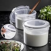 Meleni Home 2'li Hava Almaz Kapaklı Saklama Kabı Seti - Vakum Kapaklı Yoğurt Kefir Mayalama Kabı 2x2500 ml