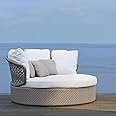BRISHI Outdoor/Pool Side/Garden/Balcony/Porch/Backyard/Terrace/Patio/Beach/Sofa Sunbed Wicker and Rattan Daybed (Grey/White)