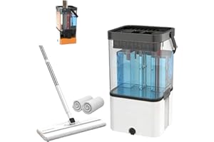 MTWSJIA Clean and Dirty Water Separates Flat Mop and Bucket Set, 2 Reusable Microfiber Pads, Easy to Disassemble & Assemble, for Hardwood Laminate Tile Floors Cleaning