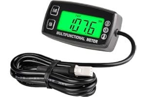 Jayron Retroiluminación LCD Tacómetro Motor Termómetro Indicador Pantalla Digital Batería Reemplazable para Motocicleta ATV Barco Compresor Marino Limpiadores