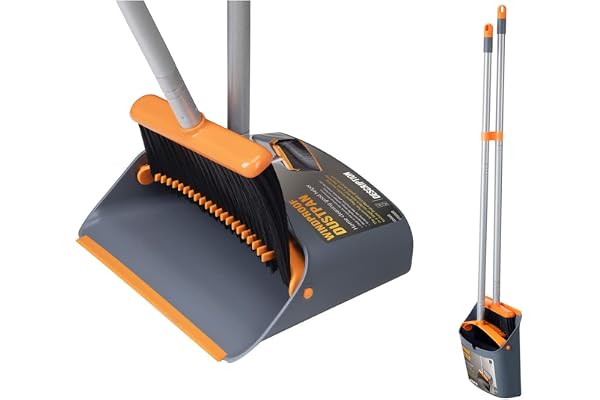 Jekayla Ensemble de balayette et Pelle à Balai, balayette et Pelle Combo avec Manche Extensible de 137 cm pour Le Nettoyage de la Maison, Orange