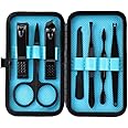 aRKé Manicure set Nail Clippers Professional Fingernail & Toenail grooming Kit Tweezers Eyebrow Scissors for mens and women Travel size 7Pcs Nail Care Tools with Black Case