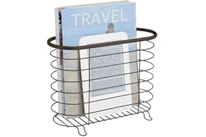 mDesign Freestanding Magazine Rack - Bathroom Storage Solutions - Newspaper Holder for Bathroom, Office or Entryway - Magazine Holder - Bronze