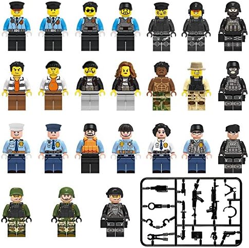 Mini Figures Set-24 Piece Army Minifigures with Military Weapons Accessories, Building Bricks of Army Soldier Minifigure Include 4 Kinds Body Armor,Building Blocks with 8 PCs Weapon Type Kids Educatio (24 Pcs) …