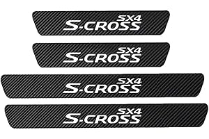 WYXAXNM 4 Stück Auto Kohlefaser Einstiegsleisten TüRschweller Aufkleber, für Suz-uki SX4 S-Cross AntiKratz Schutzleisten Kick Plates Schutz, Abnutzungs Türschwellen Abdeckung Protector Tuning Styling Zubehör