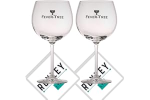ROXLEYLTD Roxley Fever Tree Lot de 2 grands verres à gin avec 2 tapis de bière