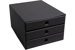 PRESENT FILL PresentFill® Schubladenbox Pappe - Schwarz - 100% Recycling Karton - Made in Germany - Schubladenturm für DIN A4 Papierablage - stabil stapelbar - Büro Schreibtisch Organizer – Ablagebox -Ordnungsbox