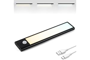 Brendz Schranklicht mit Bewegungsmelder, Kleiderschrank Beleuchtung, 20cm, 3 Farbtemperaturen, Aufladbar, Dimmbare Schrankbeleuchtung, Led Lichtleiste Kabellos, Schwarz