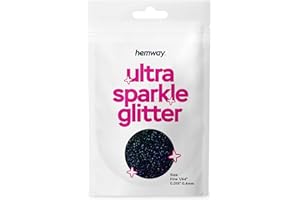 Hemway Premium Ultra Sparkle Glitter Multi Purpose Metallic Flake for Arts Crafts Nails Cosmetics Resin Festival Face Hair - Black Holographic - Fine (1/64" 0.015" 0.4mm) 10g / 0.35oz Sample