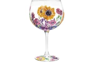 L & P HOME & GIFTS The Leonardo Collection Lynsey Johnstone JNS_475169 Verre à gin peint à la main Motif tournesol avec boîte cadeau Multicolore