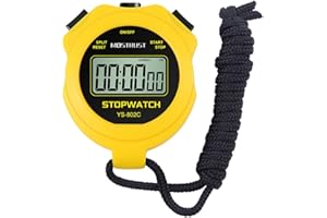 MOSTRUST Digital Simple Stopwatch, Single Lap/Split Basic Stopwatch, No Clock No Alarm No Bells, On Off with Lanyard for Swimming Running Sports Training Coaches (Yellow) (802C)