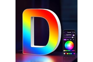 COLWINKU Light Up Letters USB Powered, LED Marquee Letters Color Changing, Alphabet Light Up Sign, APP Control, Gifts for Girls, Women, Birthday, Party, Wedding, Christmas, Valentine, Wall, Table Decor - D