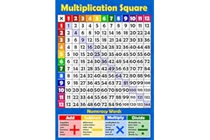 WISDOM LEARNING Multiplication Square 1-12 Times Tables - Childrens Wall Chart Educational Numeracy Childs Poster Art Print WallChart