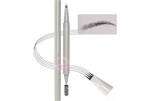 VEECCI Liquid Eyebrow Pencil, Long-lasting Waterproof Fork Tip Brown Pen with Brow Brush, Double Ended - Smudgeproof and Tattoo Microblading Effect(01 Brown)